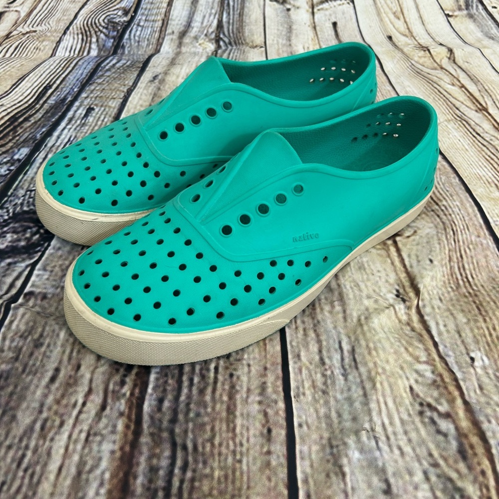 Native Teal Green Perforated Slip-Ons